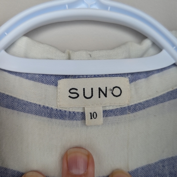 SUNO Blue Striped Floral Embroidered Sleeveless Long Midi Dress w/ Pockets 10 - Picture 3 of 11